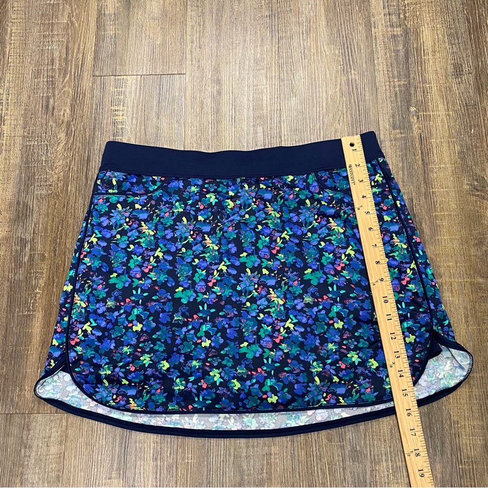 PGA Tour Floral Blue Skort 3 Pockets Size Large Tennis‎ Pickleball Activewear - Picture 8 of 12